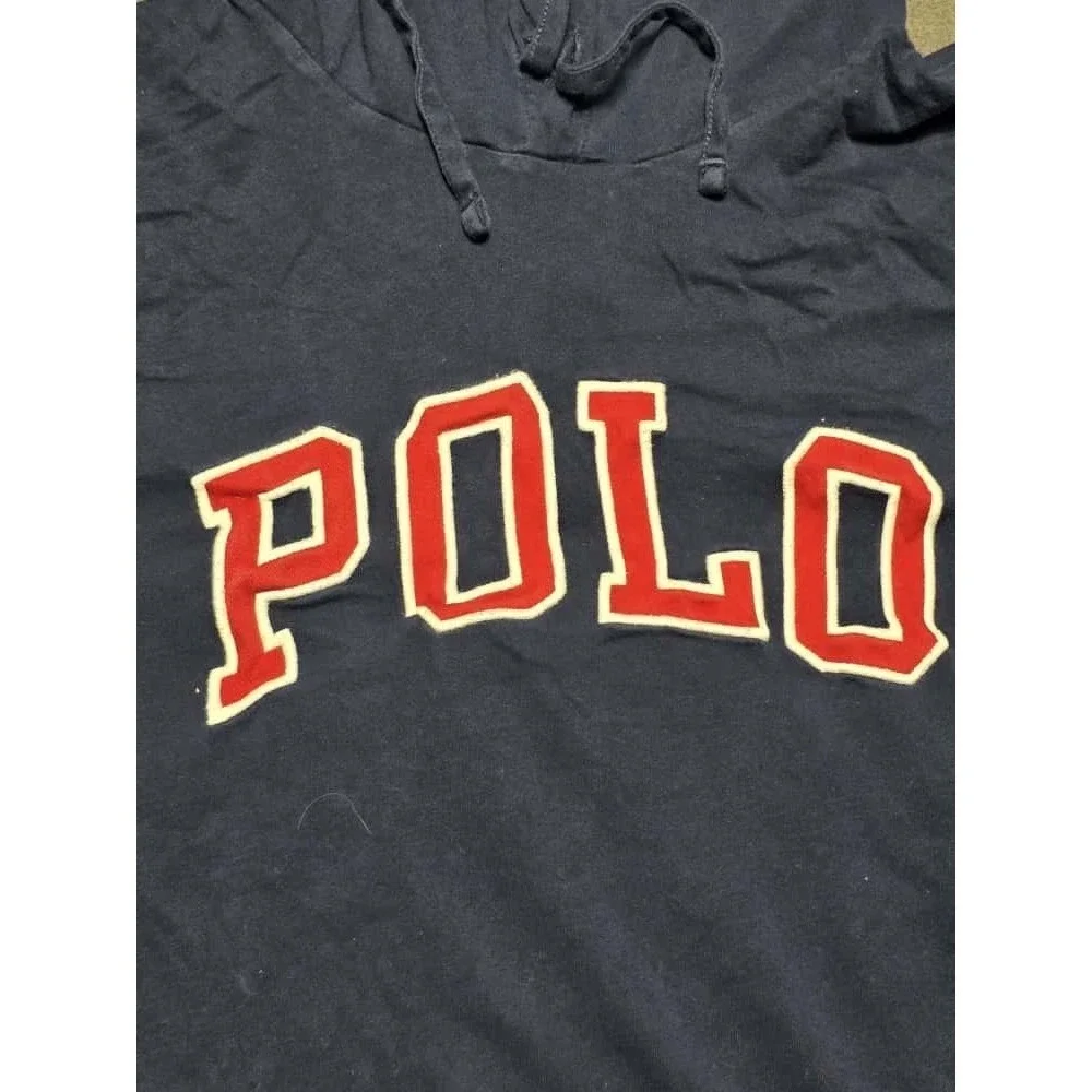 Polo Ralph‎ Lauren Hoodie Long Sleeve T-Shirt Blue Spellout Pullover L